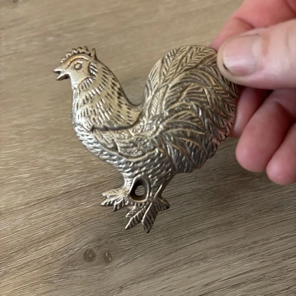 Vintage Metal Rooster Napkin Rings Set of 2 Farmhouse Country 3